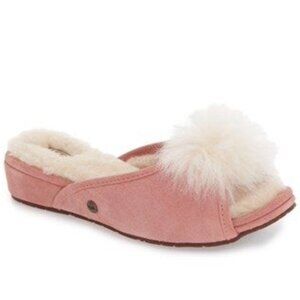 NWT RARE UGG Yvette Pompom Slide Slipper in Chemise Pink, Size 7